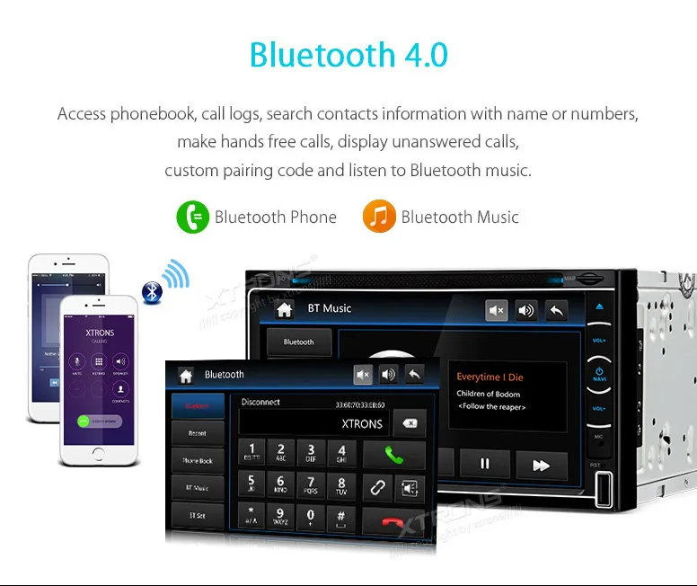 Best XTRONS 6.95" HD Digital Touch Screen DAB+ Tuner Universal 2 Din Car DVD Player Radio GPS Navigation Screen Mirroring Bluetooth 4 10