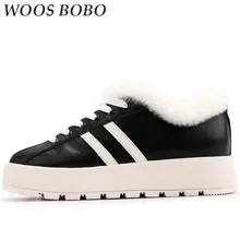 

BOBO Winter Womens Flats Round Toe Ladies Plus velvet Flat Skate Girl Casual Shoes Woman Brand Concise Women Loafers Keep warm