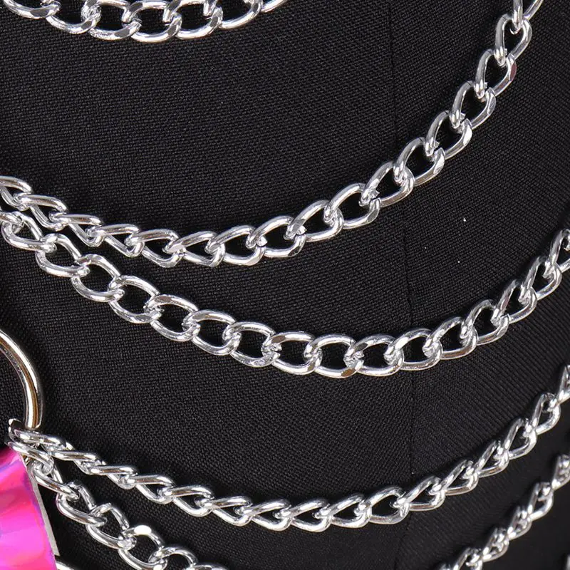 Rose Red Laser Leather Cage Bra O-ring Lingerie Belt Fetish Women Punk Goth Body Bondage Crop Tops Harness Bra Cosplay Rave