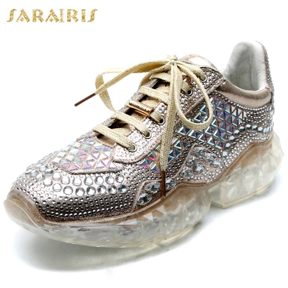 

Sarairis New Arrivals 2019 High Quality Hot INS Sneakers Woman Shoes Lace Up Flat Platform Fashion Shoes Woman Sneakers