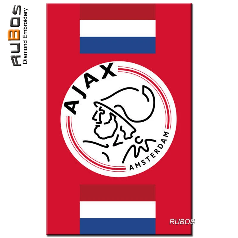 

RUBOS AJAX Soccer DIY 5D Diamond Painting Netherland Team Badge Full Square Or Round Diamond Embroidery Christmas Hobby Gift