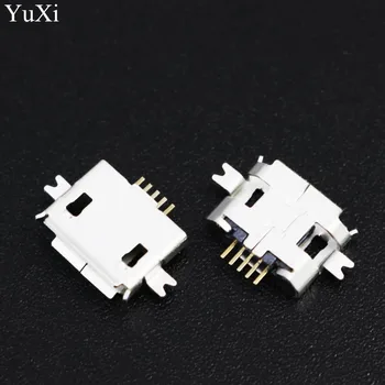 

100pcs Micro connector heavy plate 1.0 SMD 2 feet Mini usb connector 5P female Tablet charging seat Mobile phone charging socket