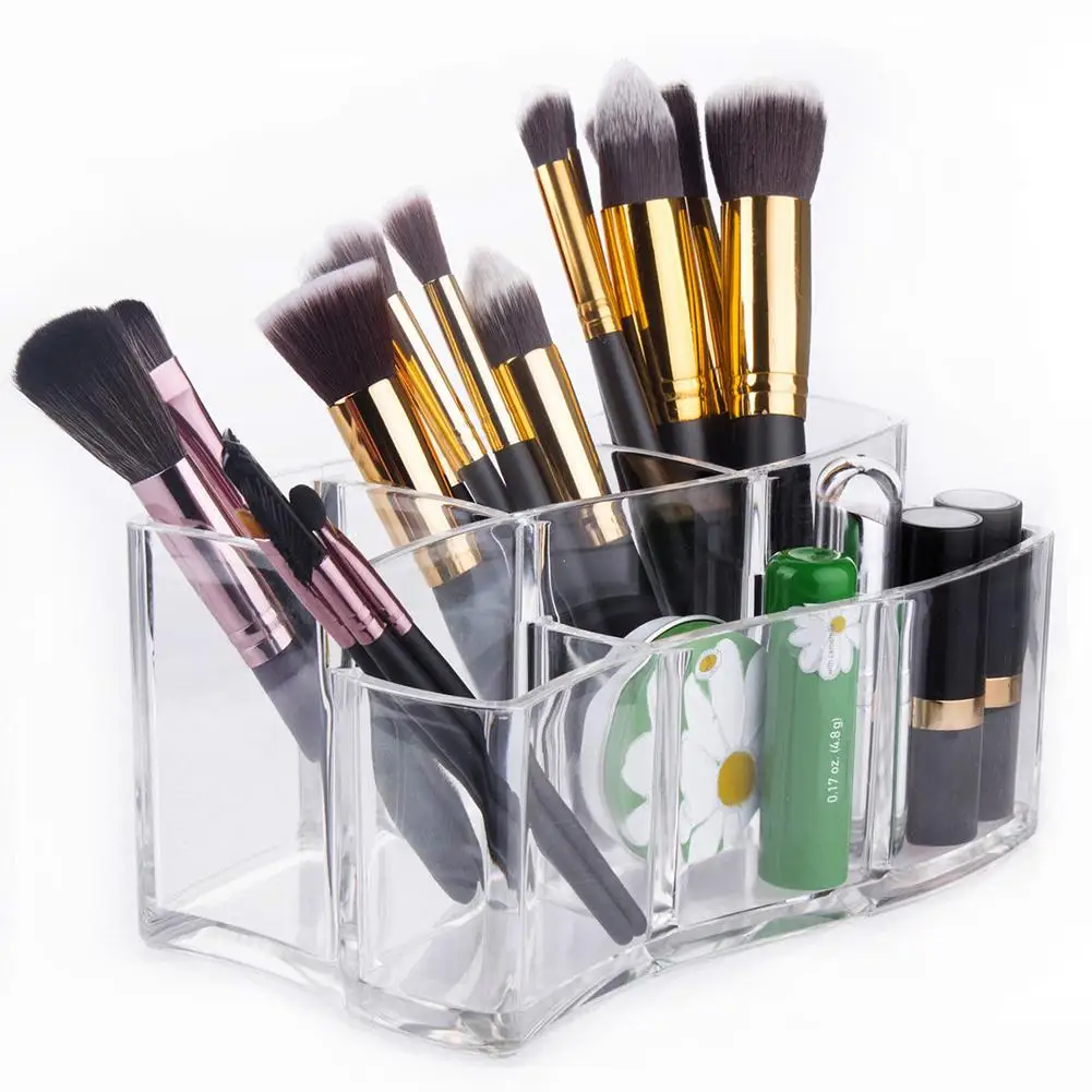 

6 Grids Makeup Organizer Acrylic Transparent Makeup Organizer Lipstick Brush Holder Cosmetic Storage Box Makeup Organizer