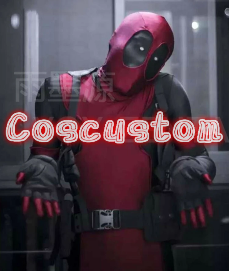 

Coscustom High Quality Deadpool Costume Dark Red and Black Spandex Piping Sewn With Accessories & 7 Masks Cosplay Costume