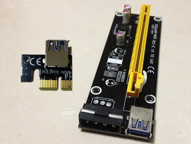 

10pcs Pci-e PCIe Pci Express 1x to 16x Riser Card USB 3.0 Extender Cable with Sata to IDE 4Pin Molex Power Supply for BTC Miner