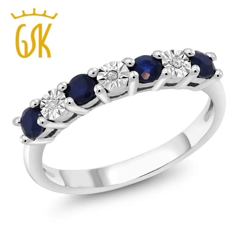 Diamond Ring 925 Sterling Silver 0.029 Cttw Round Sapphire ...