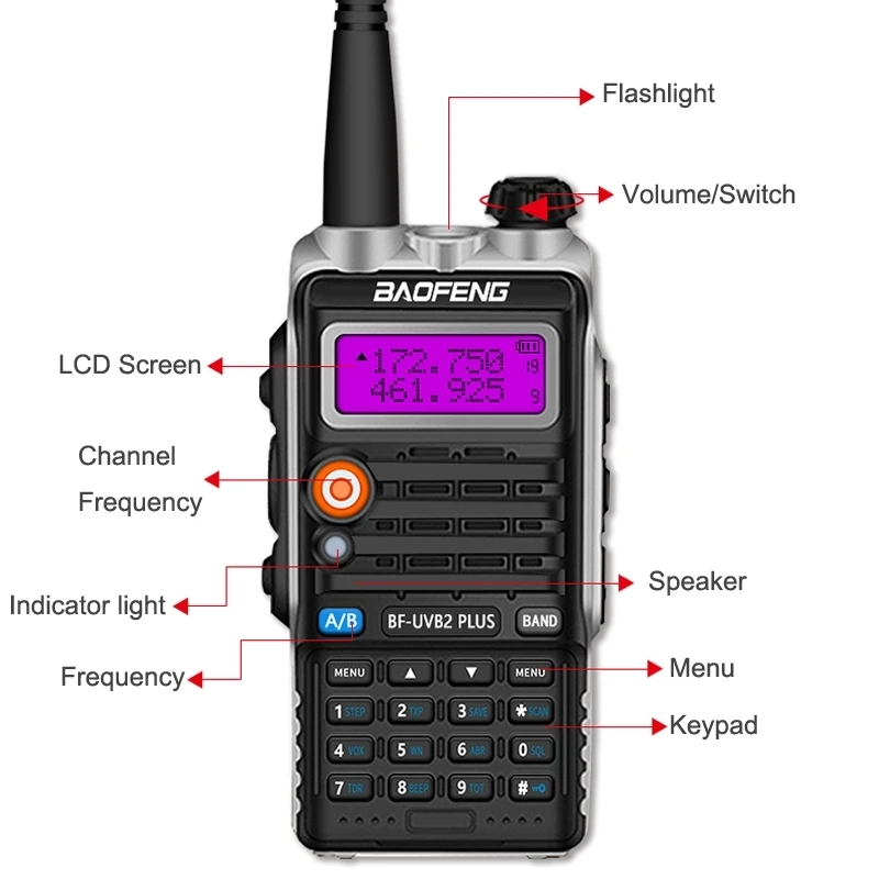 100% оригинал 5 Вт двухдиапазонный Baofeng Walkie Talkie UV B2 Plus двухстороннее радио|Рации| |