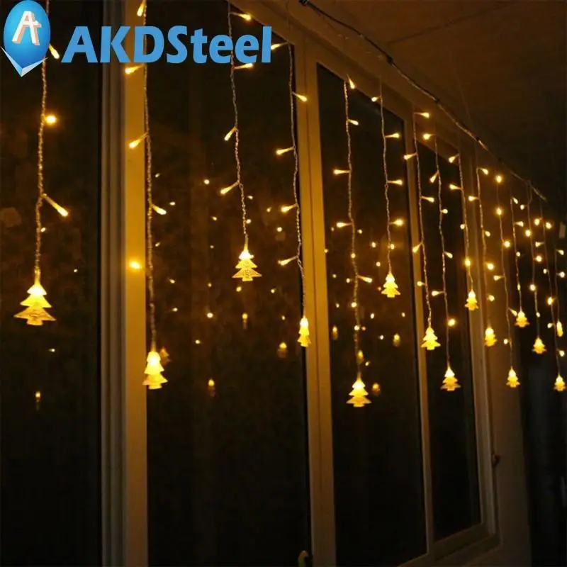 AKDSteel Christmas Tree LED Flashing Lights String Curtain Decoration