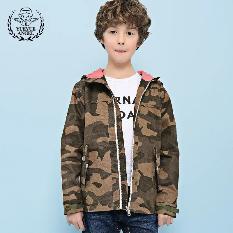 

Zip Camouflage Boys Coats Spring Jacket 2018 New Camo Outerwear For Boys Casual Hooded Jackets For Boys Windbreaker Personalized
