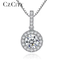 CZCITY Luxury 925 Sterling-Silver Pendants Necklace for Women Fine Jewelry Wedding Gift Engagement Silver Jewelry for Women Gift