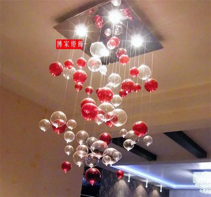 Красный пузырь Crystal Led Стекло Люстра Потолочный светильник Подвеска лампы