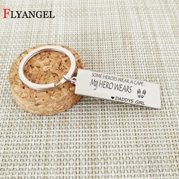 

Engraved My Hero Wears Military Shoes Silver Color Keychain for Soldier Father Dad Key Chains Daddys Girl Keyring Jewelry Gifts