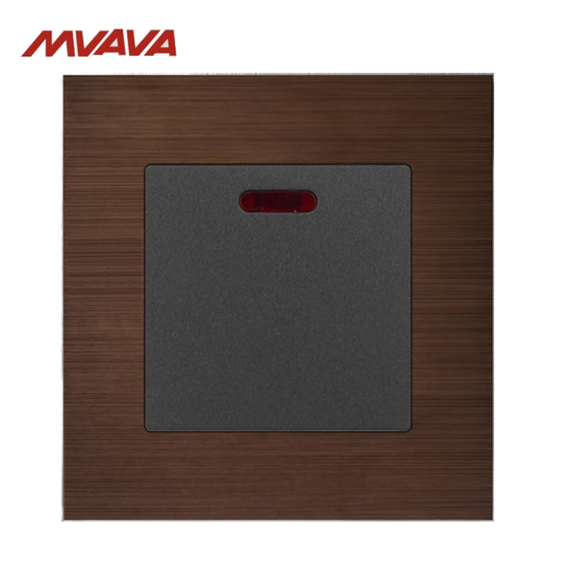 

MVAVA 20A Heater Switch UK/EU Standard Air-Condition Control Wall Decorative Push Bottom Luxury Brown Alumimum Free Shipping