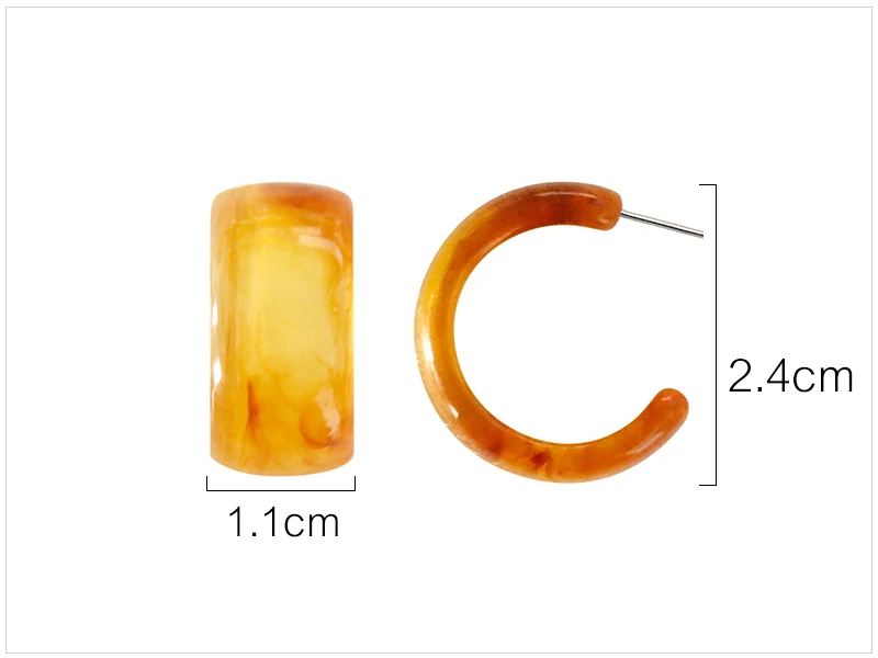 SRCOI, Модные прозрачные мраморные акриловые серьги-кольца, простые Геометрические С-образные полимерные ацетатные маленькие круглые серьги для женщин и девушек