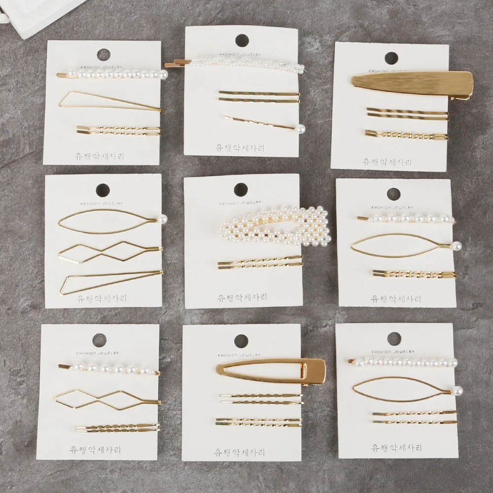 

1 Set Metal Minimalist Pearl Hairclips Barrette Hair Clip Geometric Irregular Hairpin Hairgrip Hair Accessories For Women Girl