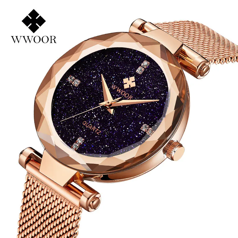 

WWOOR Women's Watches Business Quartz Women Watch Relogio Feminino Stainless Steel Fashion Dress Wristwatch women Bracelets