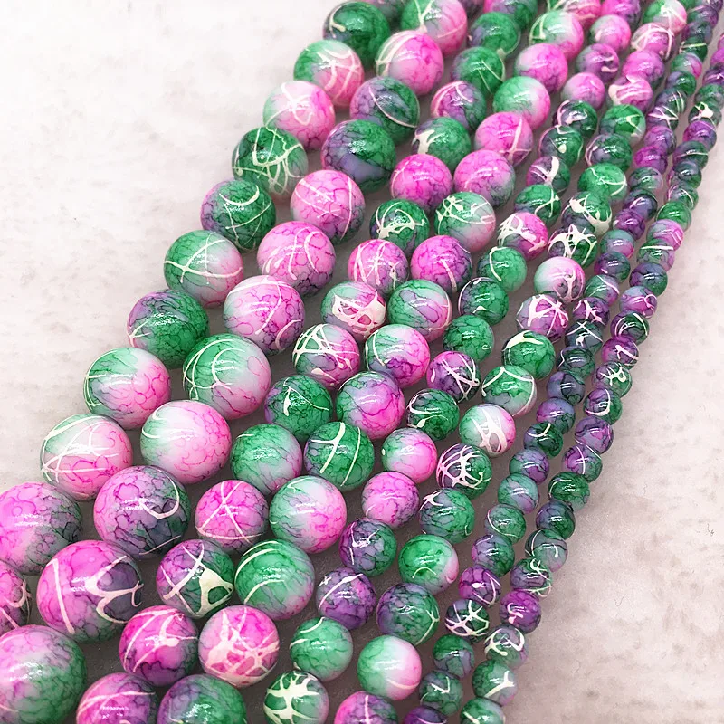 

Wholesale 4/6/8/10mm Double Colored Glass Beads Loose Spacer Beads Painted Charm For Jewellery Making DIY Bracelet&Necklace #02