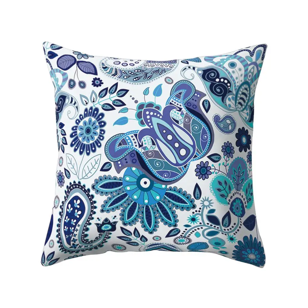 45x45cm Colorful Symmetrical Floral Print Pillowcase Home Bedroom Soft