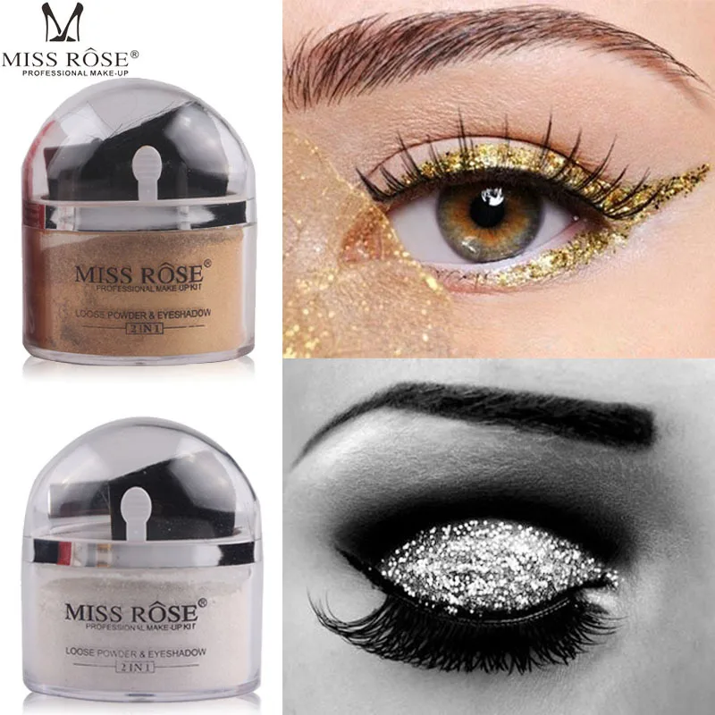 

Charm Silver Gold Glitter Eyeshadow Makeup Natural High-gloss Powder Face Contour Brighten Shimmer Eye Shadow With Make Up Brush