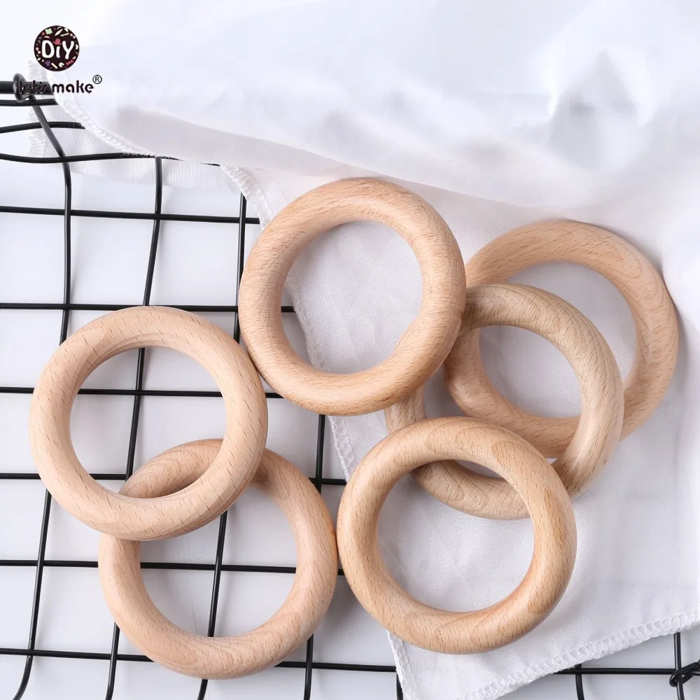 

Let's Make Baby Teether 10pc Beech Wood Rring BPA Free Wooden Teether Baby Products DIY Crafts Teething Toys Nurse Gift Rattle