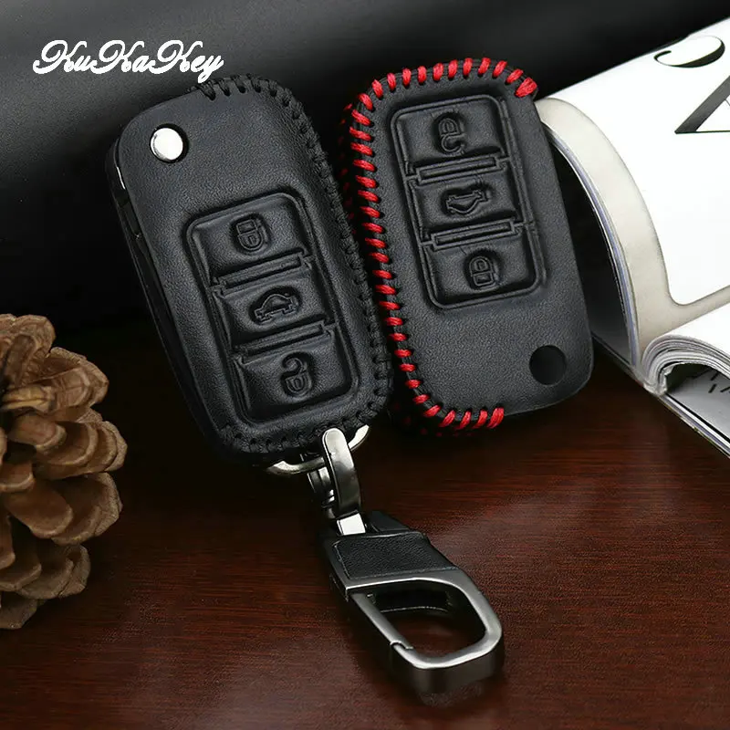 Кожаный чехол для автомобильного ключа VW golf Skoda Yeti Superb Октавия Рапид SEAT leon ibiza 3