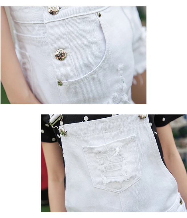 HCYO Hot Fashion Clothes Women Cotton Denim Playsuits White Loose Overalls Back Hole Rompers Loose Casual Female Short Tracksuit (5)