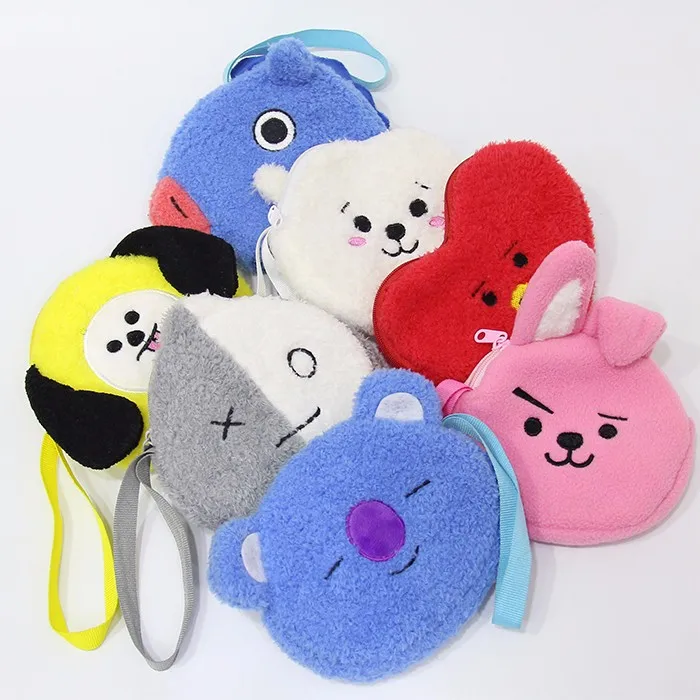 10 шт./лот BTS BT21 Bangtan мальчики мультфильм букле Чехол карты пакеты TATA-RJ Kawaii кошельки Многофункциональный Pouchs сумки игрушка в подарок