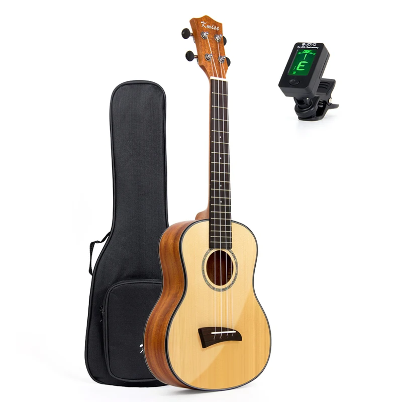 

Kmise Solid Spruce Ukulele Tenor Ukelele 26 inch Clear Gloss Mahogany Bone Nut Saddle Aquila String with Gig Bag Tuner