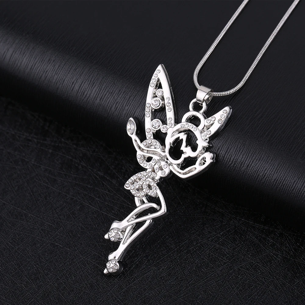 

alloy tinkerbell crystals pendant necklace
