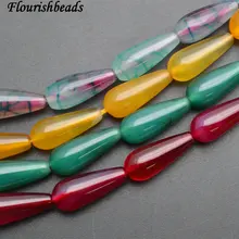 Различные цвета 10X20 мм Гладкий агат каменная капля свободные бусины 5 нитей в партии Изготовление ювелирных изделий