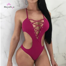 Сексуальный бандажный женский купальник с высокой посадкой, бразильский Монокини, сдельный купальник, пуш-ап, бандаж, открытая одежда для плавания, сексуальный трикини