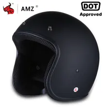 AMZ Casco Moto D’epoca Retro Mezza Viso Moto Casco Casco Casque Old School Casco Scooter Caschi Con Visiera Parasole Interna DOT