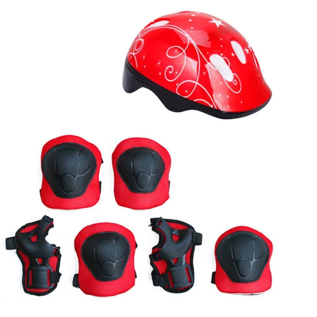 Special Offers 7PCS/Set Sport Toys Kids Roller Skating Helmet Knee Elbow Wrist Pad Protective Gear Set Comfortable Scooter Skate Toys for Baby