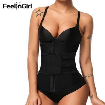 

FeelinGirl Women Latex Waist Trainer Breathable Rubber Waist Cincher Body Shaper Underbust Abdomen Corset Slimming Belt -G