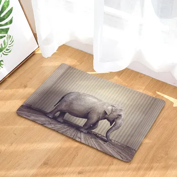 

CAMMITEVER Elephant Doormat For Living Room Soft Flannel Mat For Home Cute Animals Anti-slip Rugs Decorative Carpet/Kitchen Rug