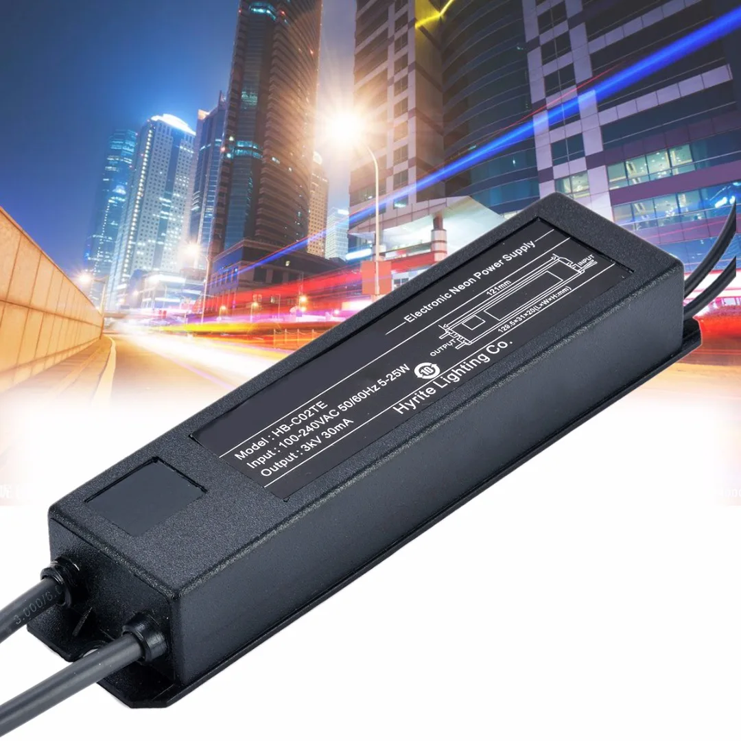 Neon Light Sign Electronic Neon Transformer Power Supply with Wire Cable HB-C02TE 3KV 30mA 5-25W High Quality