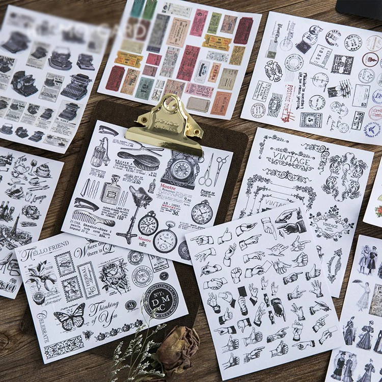 

DIY Retro style postcard card envelop sticker set as Scrapbooking party invitation DIY Decor gift card message card postcard