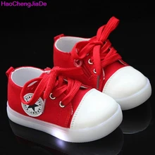 HaoChengJiaDe Boys Girls Sport Fashion LED Shoes Children Luminous Shoes New Stars Children’s Kids Casual Canvas Toddler Shoes