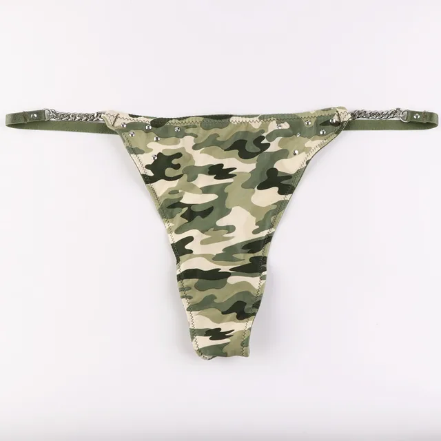 Buy 1PCS Lady Sexy Camouflage Green Thongs Girls Low