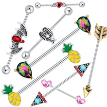 1 шт., 1,6*38 мм, Летний стиль, Бабочка, хирургический, Steell, Промышленная Штанга, ушное кольцо, пирсинг, ювелирные изделия, 14 калибра, 38 мм