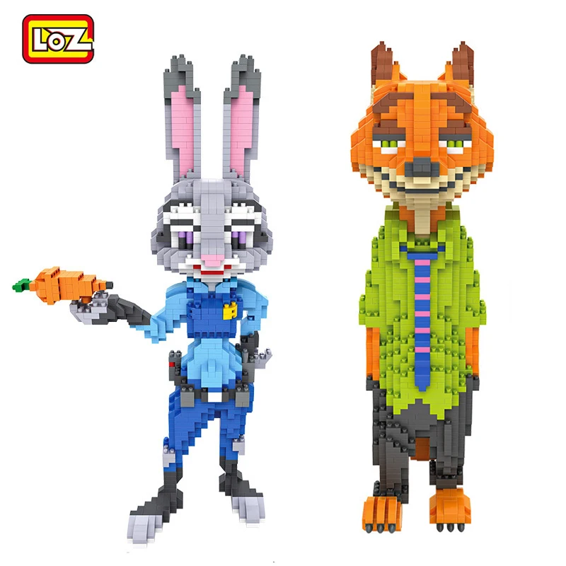 

LOZ Diamond Blocks Big Size Zootopia DIY Building Toys Anime Auction Figures Juguetes Large size Fox Rabbit Kids Gift 9029-9030