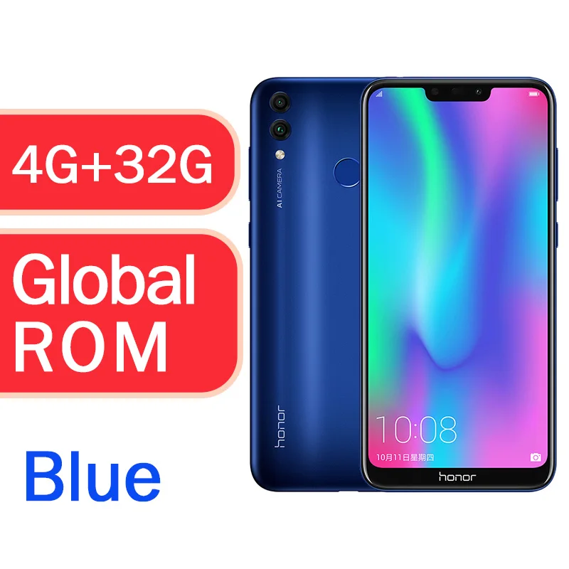 Honor 8C Global Rom, 3 слота, Face ID, 6,26 дюймов, Восьмиядерный процессор Snapdragon 632, 13 МП, двойная камера заднего вида, 4000 мАч, мобильный телефон - Цвет: 4g 32g Blue