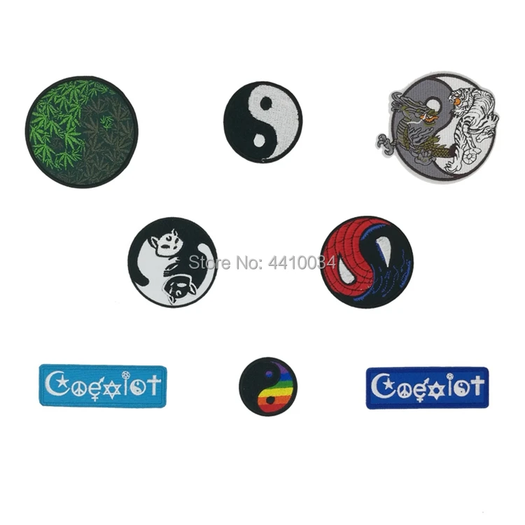 

YIN YANG DRAGON & TIGER COEXIST Spiderman embroidered iron-on PATCH karate ying tai chi EMBLEM Badge Applique Halloween