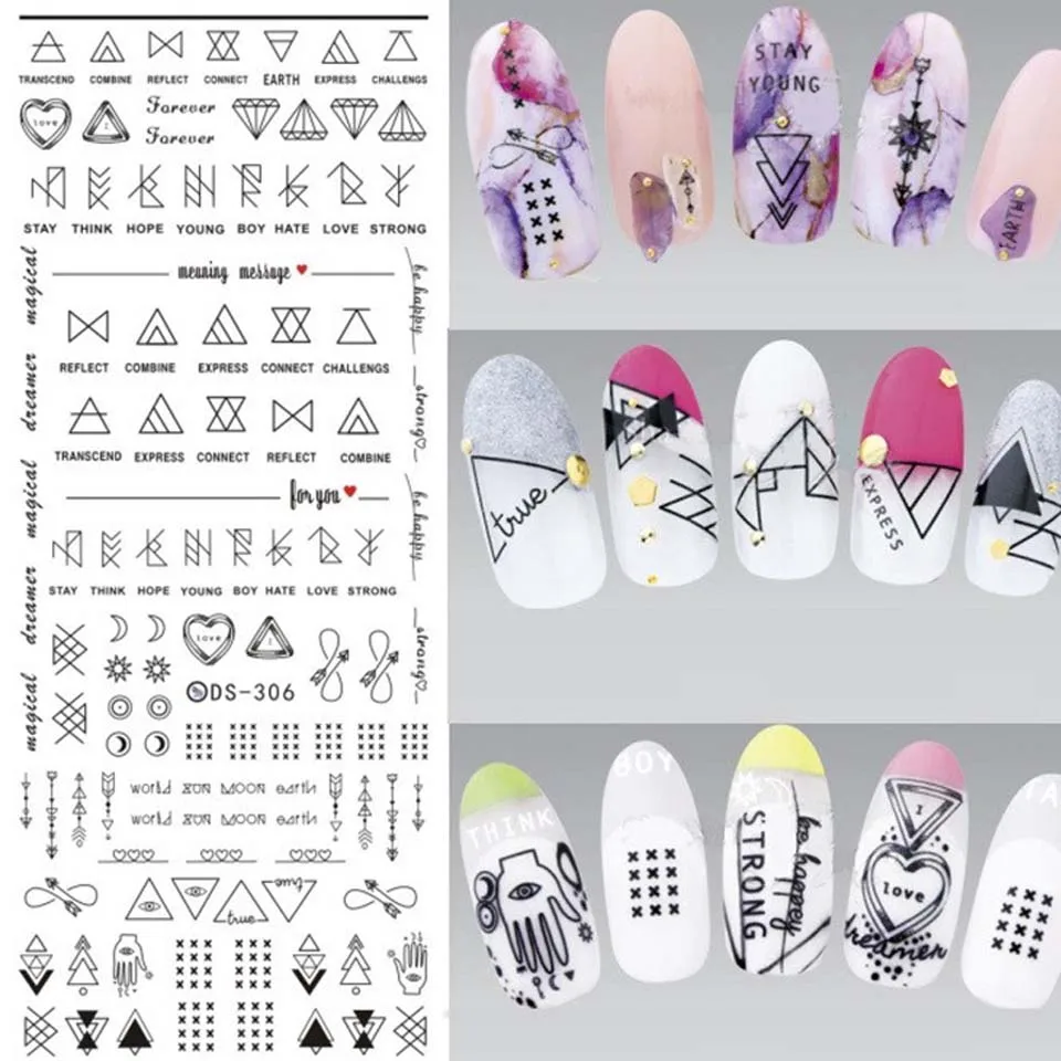 

Water Decal Geometric Sticker Water Transfer Geometric Pattern Stickers for Nails Tribal Pattern Nail Water Translated ZJT025