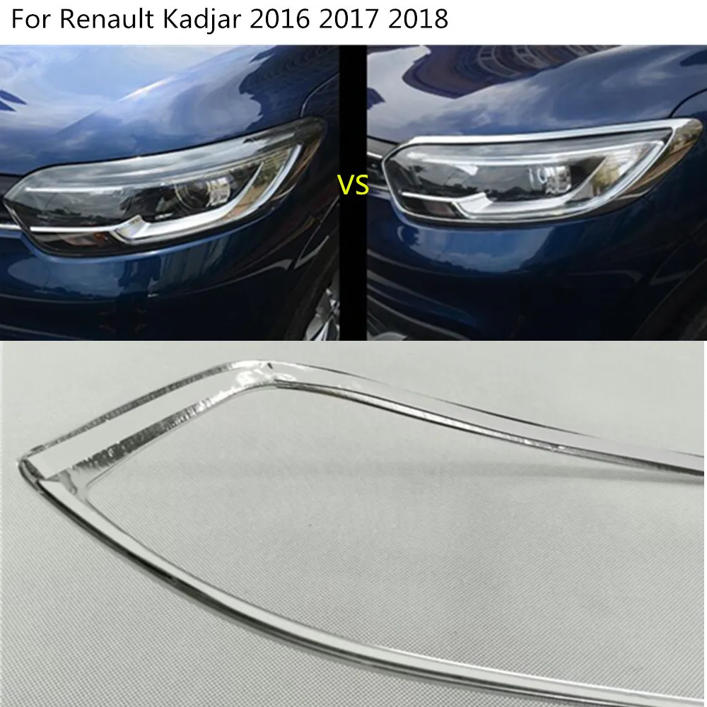 Автомобильный Стайлинг, передний головной светильник, лампа, детектор, рамка, палочка, АБС хромированная крышка, отделка деталей, 2 шт. для Renault Kadjar
