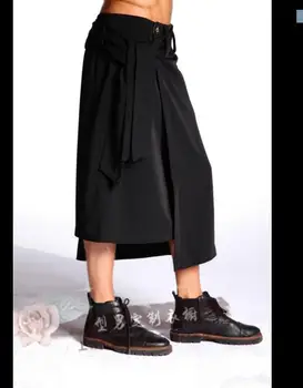 

28-42 ! New 2017 personality men's trousers tide nightclub casual pants Korean hairdresser fake two loose plus size skirt pants