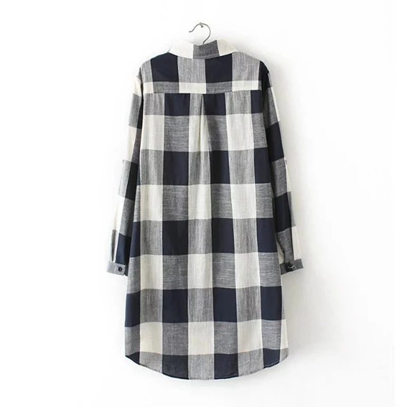 Women Cotton and Linen Blouses Plus Size Long Sleeve Shirt Casual Plaid Long Blouse 3XL KKFY2263oil