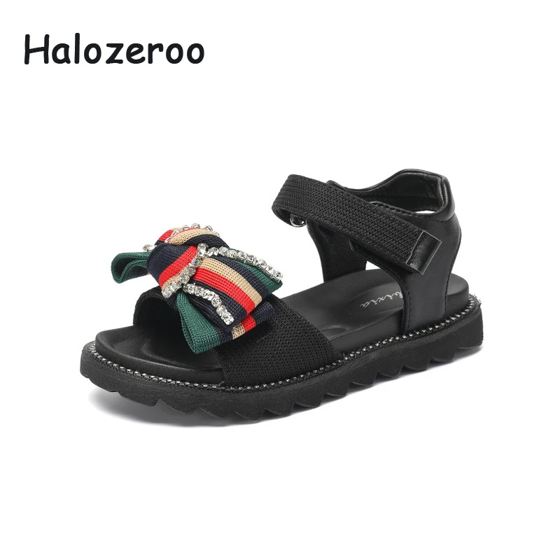 

Summer New 2019 Baby Girls Bow Shoes Kids Princess Sandals Children Rhinestone Brand Shoes Fashion Black Sandals Sweet Shoes