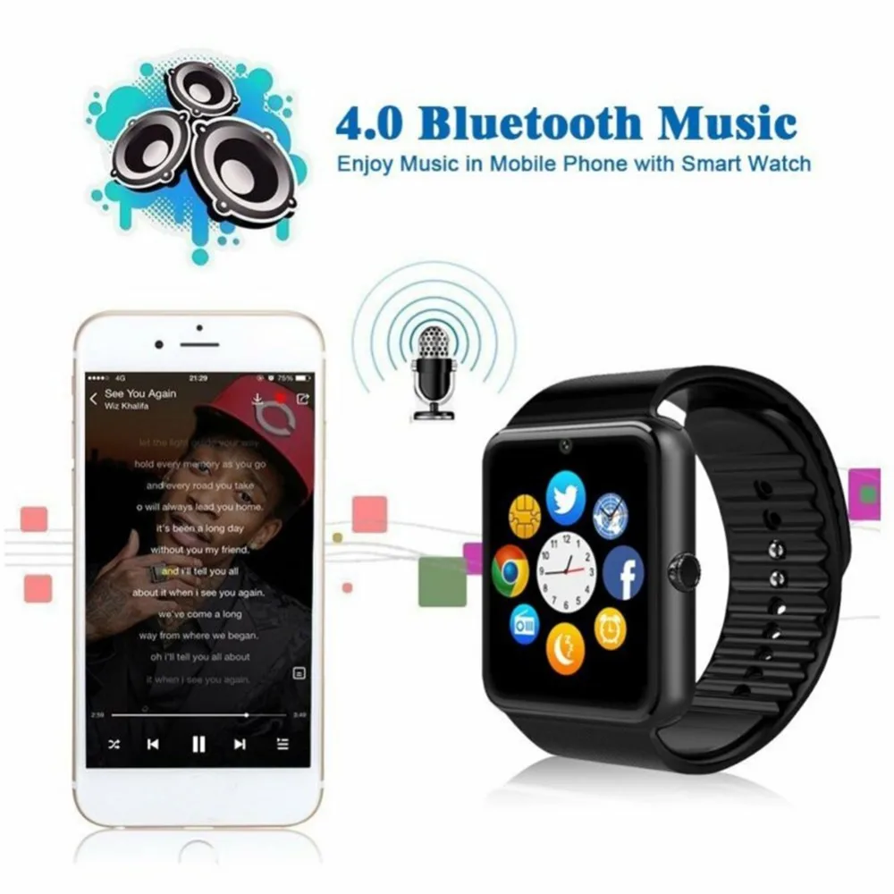 GT08 Bluetooth Smart Band Детские часы телефон SIM карта мониторинг здоровья спортивный браслет для мужчин камера часы Smartband поддержка TF