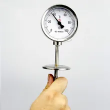 Тип патрона из нержавеющей стали радиальный тип биметаллический термометр металлический циферблат Термометры 0-300 штекер 90 градусов длина 10 см